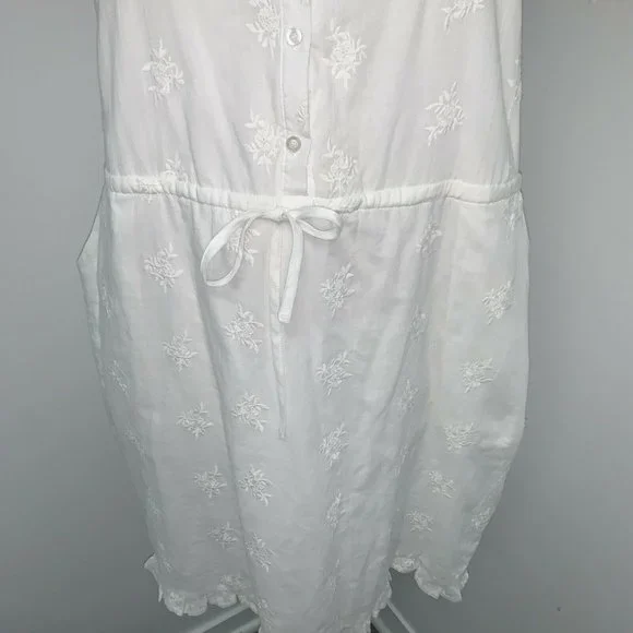 Ellison Womens White Embroidered Sleeveless Dress Size L Button Front Ruffles - Picture 3 of 7